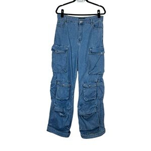 Akira Jeans High Rise Cargo Ultimate Denim Wide Leg Pants